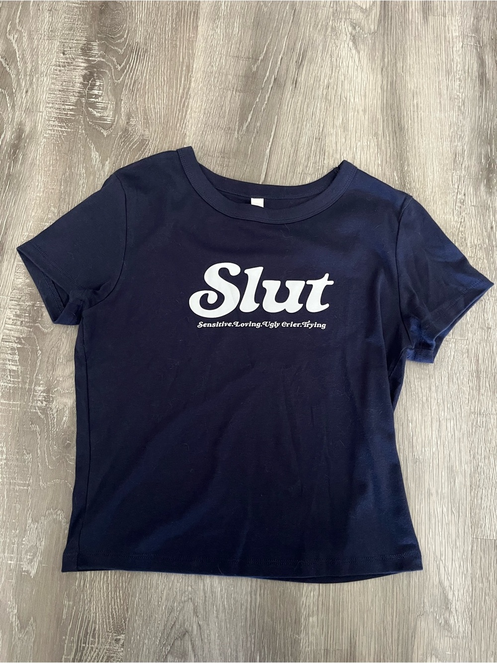 Bella Canvas Navy Short-Sleeve Tee with White Script
